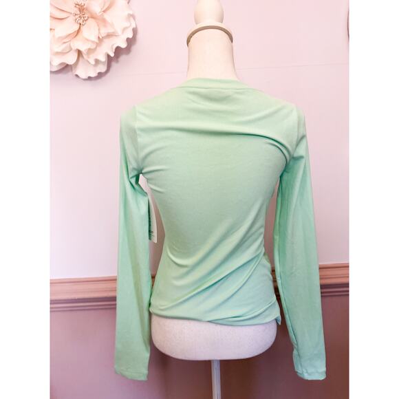 Athleta Green Uptempo Ribbed Henley Top Size XS NWT - Picture 4 of 6